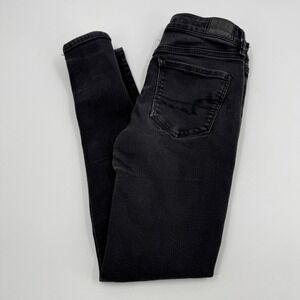 American Eagle Outfitters Women's Black Ripped‎ Skinny Jeans Size 4